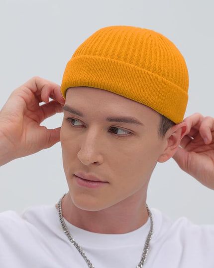 ROYBENS Thin Swag Wool Short Fisherman Beanie for Men Women, Knit Cuff Trawler Beanie Watch Hat, Soft Spring Fall Skull Cap