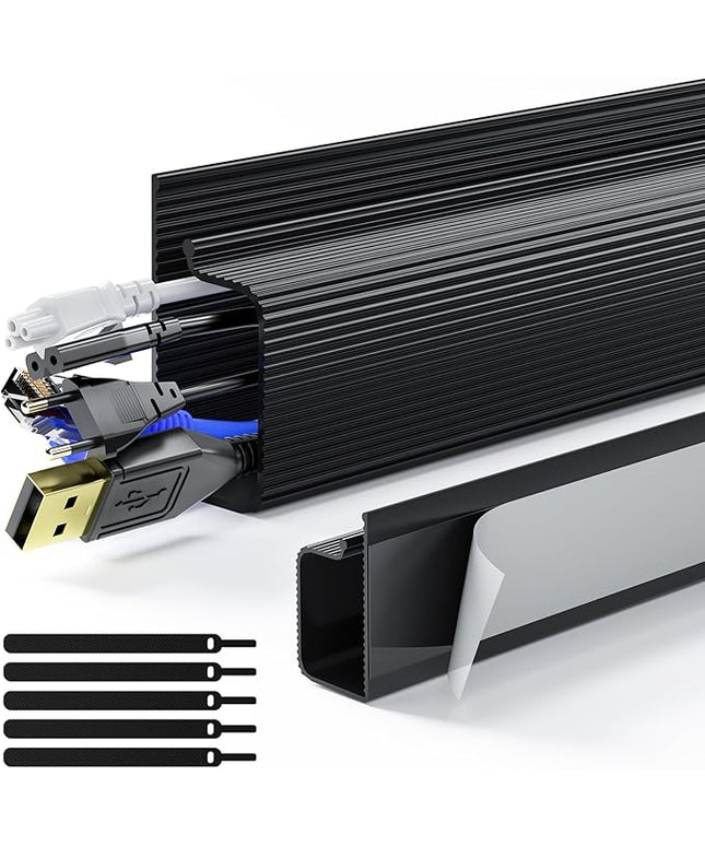 Delamu 2 Pack Safe & Tidy Cable Management Solution - Protect Kids & Pets with Home & Office Cable Management Under Desk, Cable Organizer, Cable Management Kit, Cord Organizer for Desk, 15.7in x 2