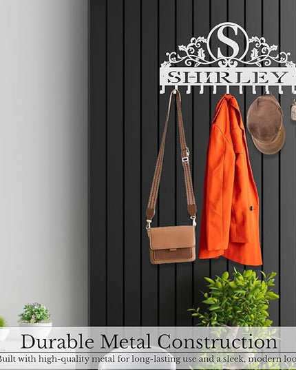 Personalized Metal Key Rack Hooks, Key Holder Wall Mounted Key Hooks, Name Background Letter Theme Wall Decoration Hooks, Key Hanger Organizer for Living Room, Entryway, Bathroom, Office Decor