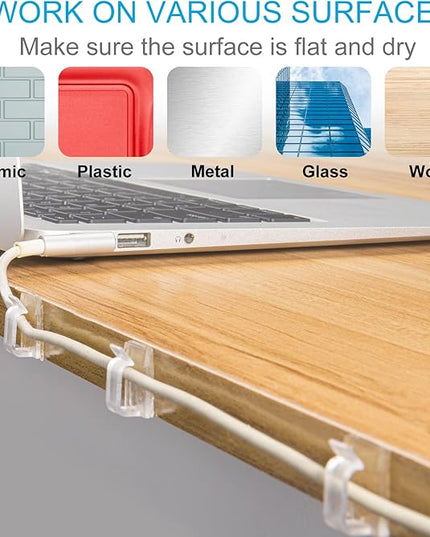 100 PCS Outdoor Light Clips Clear (Small & Large), Adhesive Cable Clips for Wall Wire Holder Cable Management Cord Organizer, Christmas Light Hooks for LED String Lights, Car Dash Cam, Extension Cord