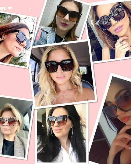 Vintage Women Oversized Sunglasses Designer Luxury Square Sun Glasses UV400 Protection Flat Lens