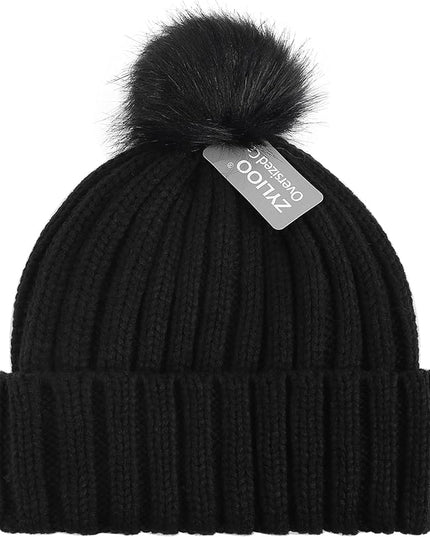 Zylioo Plus Size Fleece Lined Beanie Hat,2XL/XL/L/M/S Thermal Knitted Hat,Winter Warm Lined Snow Hats for Women Men