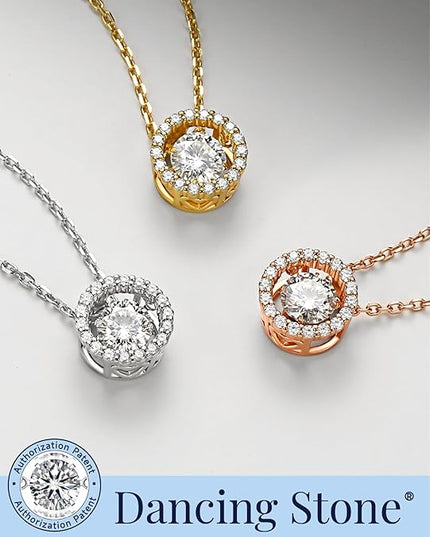 MomentWish Floating Necklace for Women, 0.5/1 Carat Dancing Moissanite Necklace for Her 925 Sterling Silver Pendant Anniversary Birthday Christmas Gift for Wife Mom Girlfriend