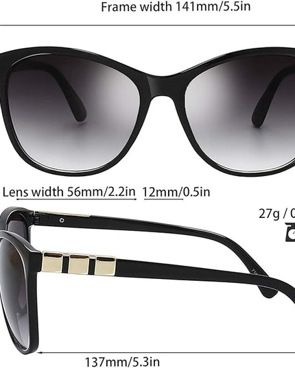 The Fresh Women's Oversized Square Jackie O Cat Eye Hybrid Butterfly Fashion Sunglasses - Exquisite Packaging