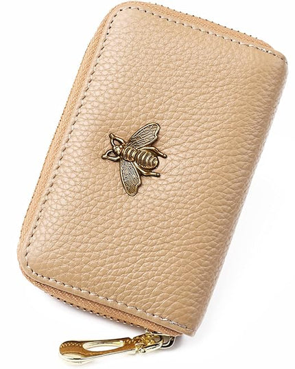 imeetu RFID Credit Card Holder, Small Leather Zipper Card Case Wallet for Women