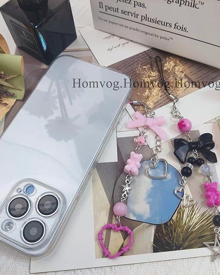 1-4PCS Cute Phone Charms Aesthetic Y2K Cell Phone Charms Strap Pink Strawberry Butterfly Star PhoneCharm Y2K Accessories for Bag Keychain Airpods Camera Pendants Decor