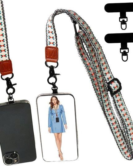 Adjustable Lanyard for Phone, Camera, Name Tags, ID card, Keychain and Wristlet Straps with 2 phone pads(Black)