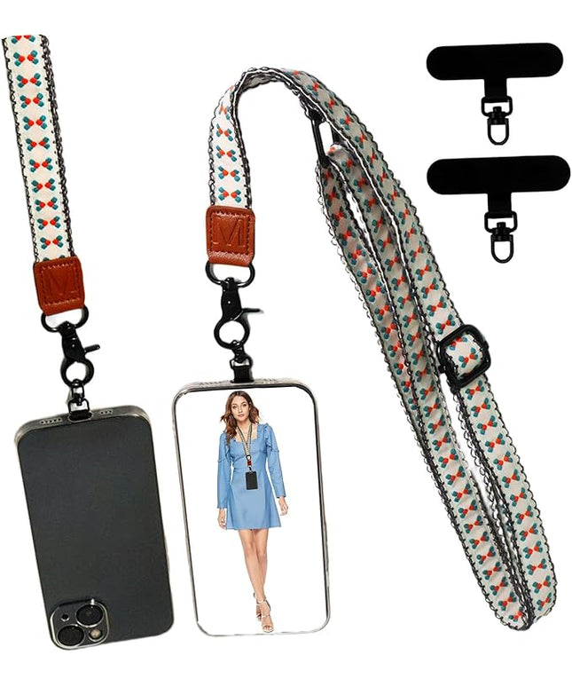 Adjustable Lanyard for Phone, Camera, Name Tags, ID card, Keychain and Wristlet Straps with 2 phone pads(Black)