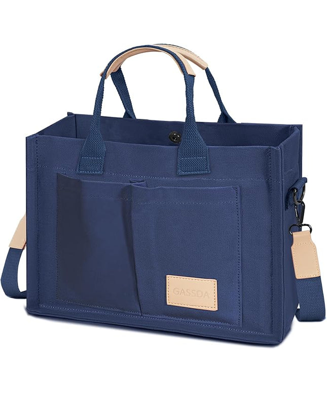 Canvas Tote Bag for Women Crossbody Work Purse with Pockets Top Handle Handbag Satchel Bags for Travel Nurse Teacher