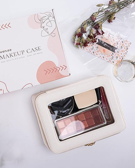 Aveniee Clear Makeup Bag Organizer,Large Travel Toiletry Bag for Women, Waterproof Cosmetic Pouch with Zippers,Car Organizers and Storage Case for Accessories,White