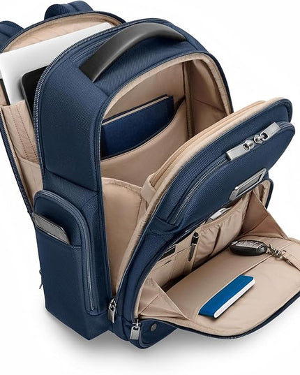 Briggs & Riley Medium Cargo Backpack for Women & Men - Laptop Backpack, For Work & Travel, Lightweight & Durable, Padded Straps, Fits up to 15" Laptop - @work Collection, Navy