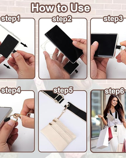 XANGNIER Clip and Go Strap for Phone with Wallet Crossbody, Phone Strap with Zippered Wallet, Adjustable Anti Theft Cellphone Lanyard for Women, Cellphone Chain Accessories,Multicolor 11