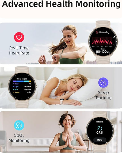 Parsonver Smart Watch for Swimming, 5ATM Waterproof Watch for Pool & Open Water, AI Swim Analysis, Built-in GPS & Compass, AMOLED Fitness Tracker 100+ Sport Mode, Heart Rate Sleep Monitor, French Grey