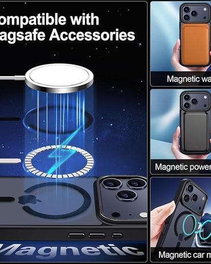 Hython Case for iPhone 17 Pro Case Magnetic Translucent Matte Phone Cases 6.3" [Compatible with MagSafe] Thin Slim Fit Shockproof Bumper Hard Protective Cover for Women Men Girls, Frosted Black