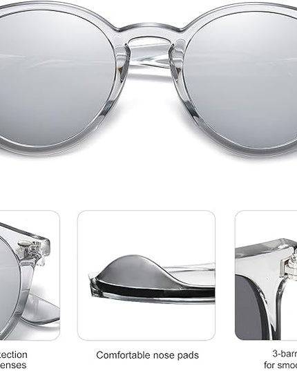 SOJOS Retro Round Polarized Sunglasses for Women Men Classic Vintage Sunnies SJ2069