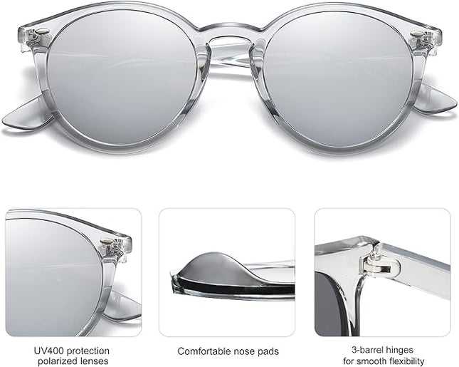SOJOS Retro Round Polarized Sunglasses for Women Men Classic Vintage Sunnies SJ2069