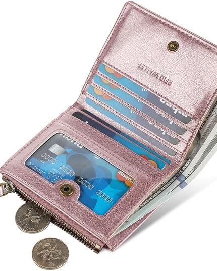 Lavemi Ultra Thin Small Compact Leather Womens Girls Wallets RFID Blocking Credit Card Holder for Women