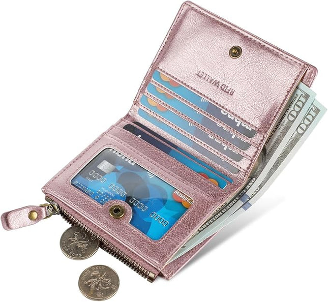 Lavemi Ultra Thin Small Compact Leather Womens Girls Wallets RFID Blocking Credit Card Holder for Women