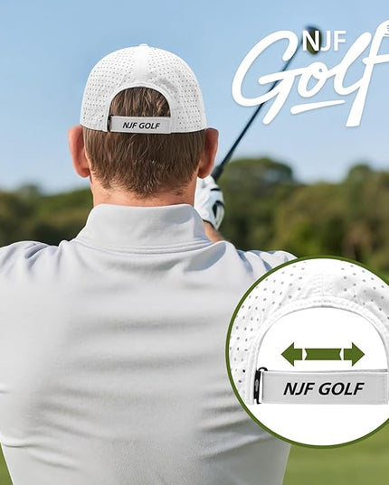 NJF Golf™ Hat Men - Breathable Mens Golf Hats, Adjustable Rope Snapback Cap, Convenient Cap with Tee Holder