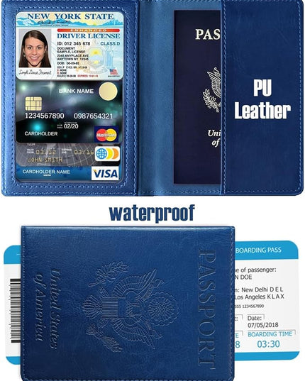 Sizobi Passport Holder for Travel Men, RFID Blocking Passport Covers Case Wallet Card Slot, International Travel Must Haves Travel Accessories for Women, Cruise Ship Essentials Travel Gifts, Navy Blue