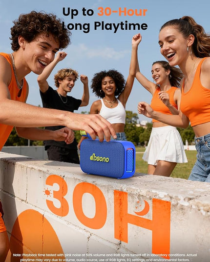 Bluetooth Speaker Stereo 20W Loud Sound: 30H Playtime, IPX5 Water Resistant, Portable Wireless Speakers, Powerful Bass, Lightshow, Birthday Gifts for Men/Adults/Teens, Beach Vacation Essentials, Blue