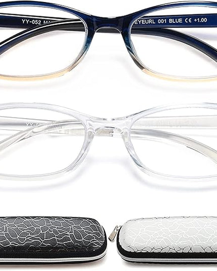 EYEURL 2 Pack Reading Glasses for Women Men, Blue Light Blocking Lightweight TR90 Readers Filter Glare/UV Rays/Eyestrain, 2.75