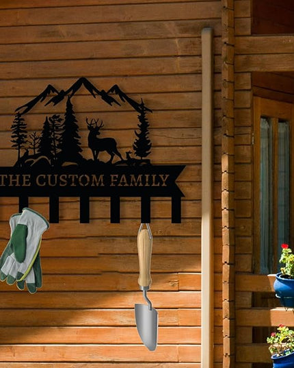 Personalized Metal Key Holder for Wall, Custom Deer Name Hooks, Name Letter Wall Decoration Key Hook, Lodge Decor, Key Rack for Entryway, Key Organizer for Living Room, Hunter Gift, Deer Cabin Sign