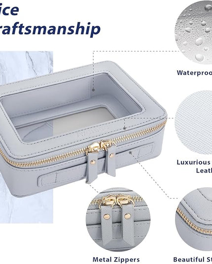 Aveniee Clear Makeup Bag Organizer,Large Travel Toiletry Bag for Women, Waterproof Cosmetic Pouch with Zippers,Car Organizers and Storage Case for Accessories,Blue