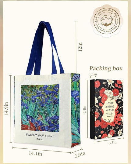 AUSVKAI Cute Canvas Tote Bag for Women, Reusable Designer Bags with Handles Pockets&Snaps for College Beach Everyday Grocery