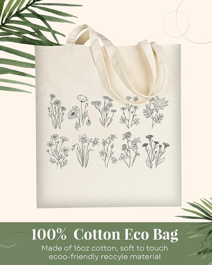 AUSVKAI Canvas Tote Bag Aesthetic for Women, Cute Reusable Cloth Cotton Bags for College Shopping Beach Grocery Trendy Gifts