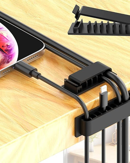 N NOROCME 192 PCS Cable Management Kit 4 Wire Organizer Sleeve,11 Cable Holder,35Cord Clips 10+2 Roll Cable Organizer Straps and 100 Fastening Cable Ties for Computer TV Under Desk, black,clear