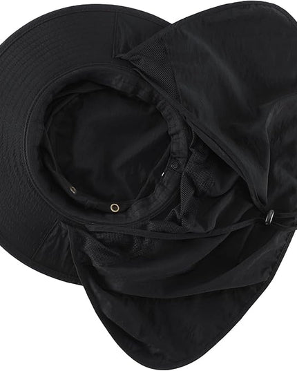 Home Prefer UPF50 Mens Sun Hat with Neck Flap Quick Dry UV Protection Cap Womens Wide Brim Fishing Hat Neck Flap Beach Garden
