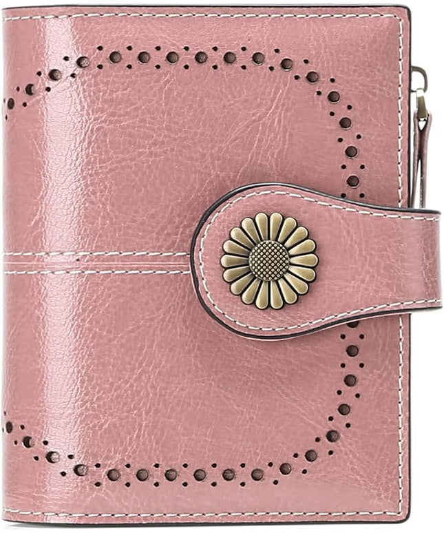 SENDEFN Small Womens Wallet Leather Bifold Card Holder RFID Blocking with Zipper Coin Pocket