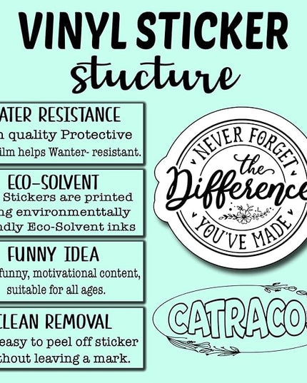 (3Pcs) Never Forget The Difference You've Made Sticker, Decorate Books Laptop Phone Water Bottles Kindles Stickers Tumbler Sticker Waterproof Vinyl Decorate Sticker 3" Inch
