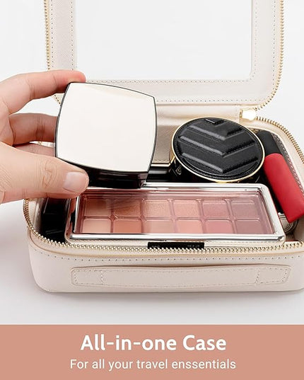 Aveniee Clear Makeup Bag Set (2-Piece Mini & Midi) - Travel Toiletry Organizer for Women, Waterproof Cosmetic Pouch & Car Accessory for Travel Size Toiletries, White