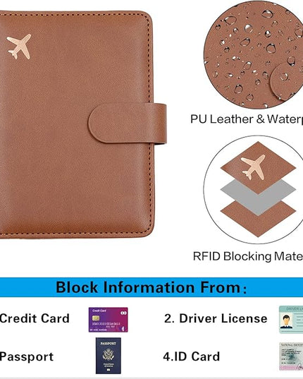 Melsbrinna Premium Leather Passport Holder Covers Case, Waterproof Rfid Blocking Travel Wallet Passport Holder with Pen Holder, Cute Passport Book for Women/Men