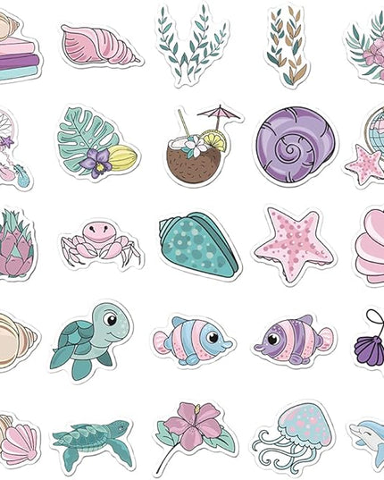 Pastel Mermaid Vinyl Stickers, 50 PCS Waterproof Illustrated Ocean Character Decals for Laptops, Scrapbooking, Journals, Notebooks, Water Bottles, Suitcases, Phones & DIY Decor