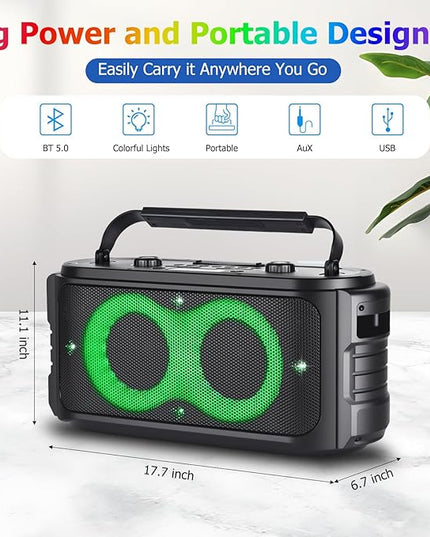 Portable Bluetooth Speaker 300W Peak Big Powerful Loud Sound Deep Bass Large Wireless Boombox with Subwoofer DSP Led Light for Home Party Outdoor Gatherings Camping Backyard