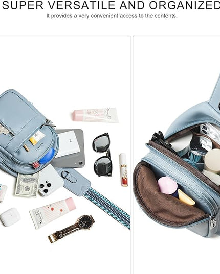 7L Sling Bag For Women Men Backpack Fanny Pack Crossbody Chest Travel Shoulder Belt Bags Purse Handbag PU Leather