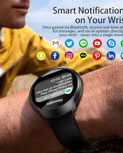 GPS Smart Watch for Men With AI (Answer/Make Call), 1.43" Micro-Spherical AMOLED Smartwatch for Android and iPhone, 150+ Sport Mode Fitness Tracker with HR, SpO2, Sleep Monitor, 5ATM Waterproof