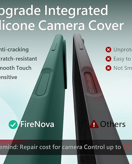 FireNova Magnetic for iPhone Air Case, Compatible with MagSafe, [Integrated Silicone Camera Control Button] [Camera Protection] Microfiber Lining Phone Case for iPhone 17 Air, 6.5", Midnight Green