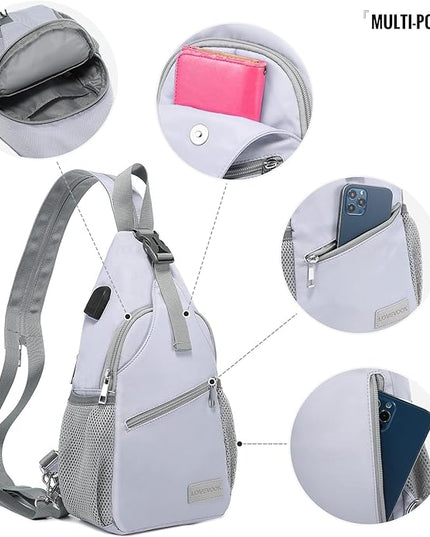 LOVEVOOK Sling Bag for Women Casual Daypack Nylon Crossbody Sling Backpack Travel Shoulder Bag Hiking Daypack