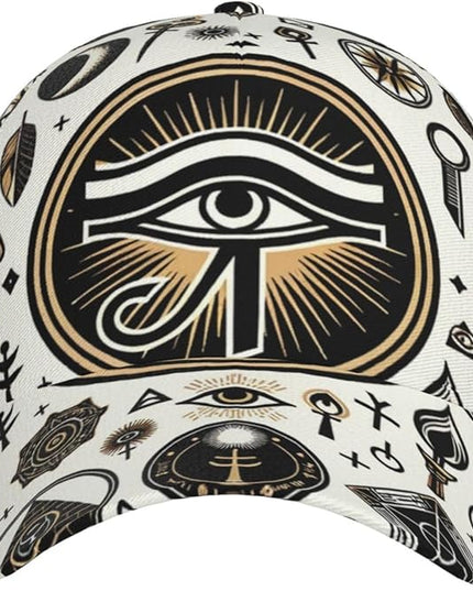 Unisex Fashion Ancient Egypt Eye Baseball Cap Snapback, Adjustable Funny Trucker Hat for Daily Wear Black