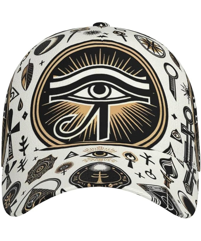 Unisex Fashion Ancient Egypt Eye Baseball Cap Snapback, Adjustable Funny Trucker Hat for Daily Wear Black