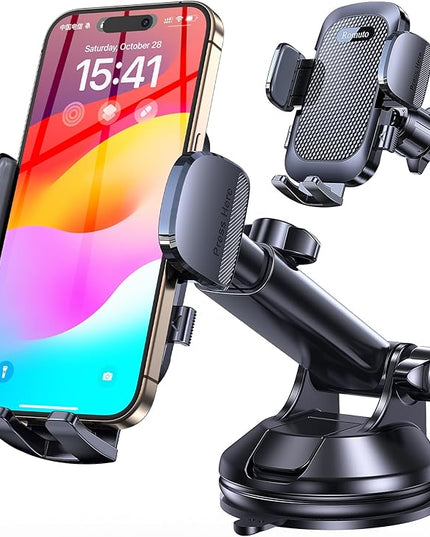 Romuto Car Phone Holder Mount【Super Suction】 Cell Phone Mount Phone Holders for Your Car Accessories for Women Men Dashboard/Windshield/Vent/Wall Shower Mounts Truck Stand for iPhone Samsung