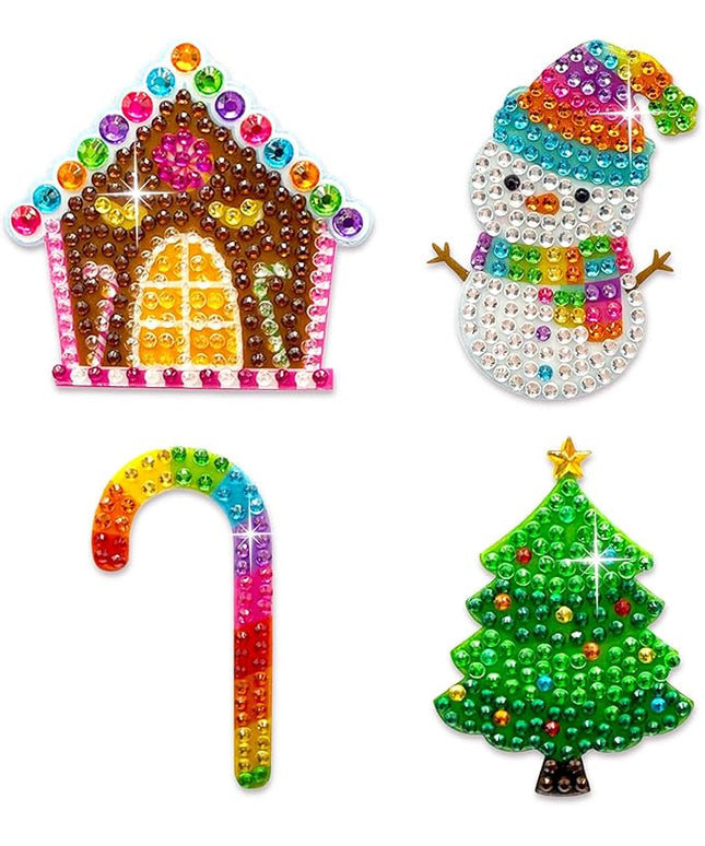 StickerBeans® Rhinestone Stickers - Holiday Set 4-Pack, 2” x 2” Each, Unique Sparkly Cut-to-Shape for Collecting, Trading, Decorating Laptops, Phone Cases, Scrapbooks, for Kids, Teens, & Adults