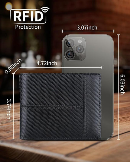 Swallowmall Leather Wallet for Mens Genuine Leather RFID Blocking Bifold Wallets with 1 ID Windows 15 Card Slots