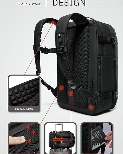 BlackVoyage Vortex Vacuum Seal Travel Backpack 60L Expandable Air Compression System Water Resistant TSA Lock Carry-On Suitcase Luggage Gray AERO - No Vacuum Pump