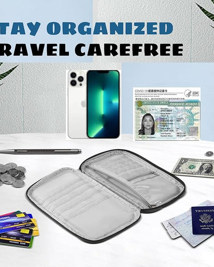RFID Family Passport Holder, Travel Wallet, Travel Document Organizer, Passport Bag，Cheap,Multifunctional.(Black)