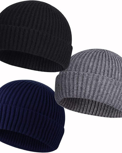 50% Wool Warm Cuffed Swag Knit Short Fisherman Beanie for Men Women Winter Hats Trawler Skull Cap